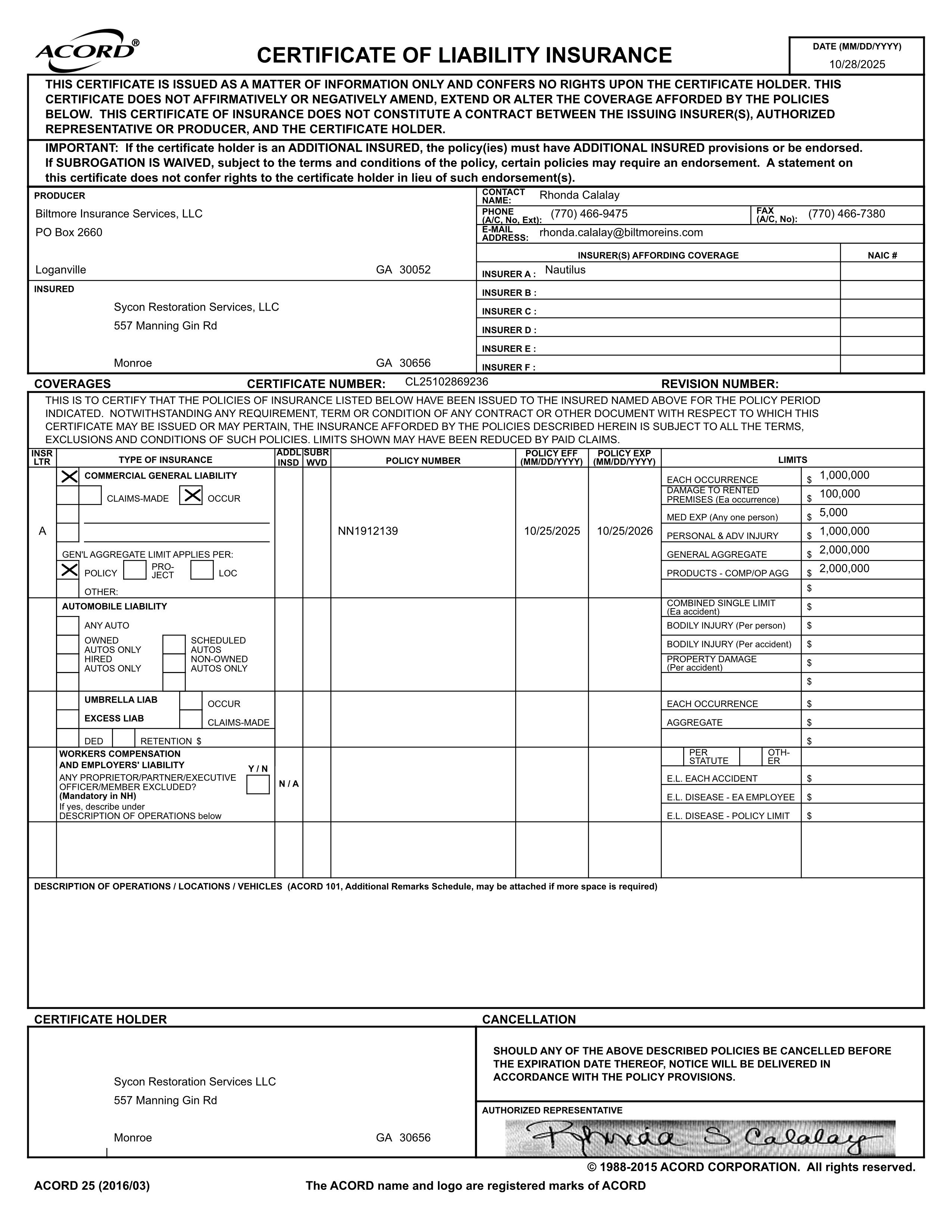 General Liability Insurance